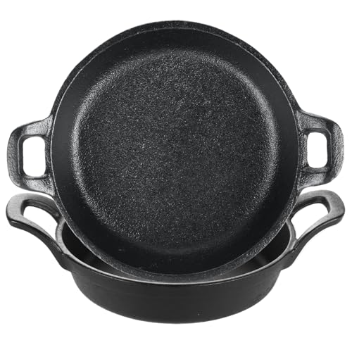 Image of LDHHYH 2 Pack Mini Cast Iron Skillet, 7 x 7 x 1.7 Inch Small Cast Iron Frying Pan with Handle, Pre-Seasoned Cast Iron Skillet Set, Black Casserole Dish for Kitchen, Indoor, Outdoor, Picnic