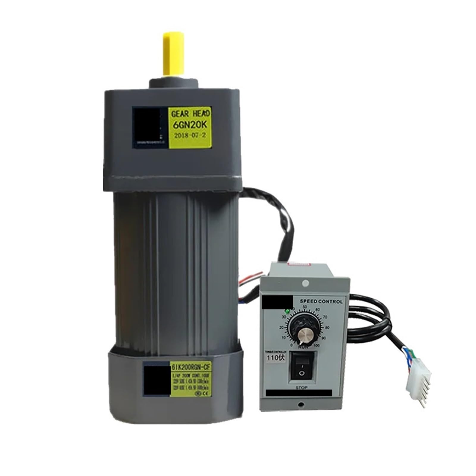 Motor asíncrono 6IK200RGN-AF de engranajes CA con regulador velocidad 200W 110V monofásico alto par ajustable | 0-67RPM