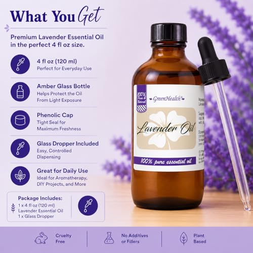 Aceite esencial de lavanda 4 fl oz con cuentagotas de vidrio miniatura 2