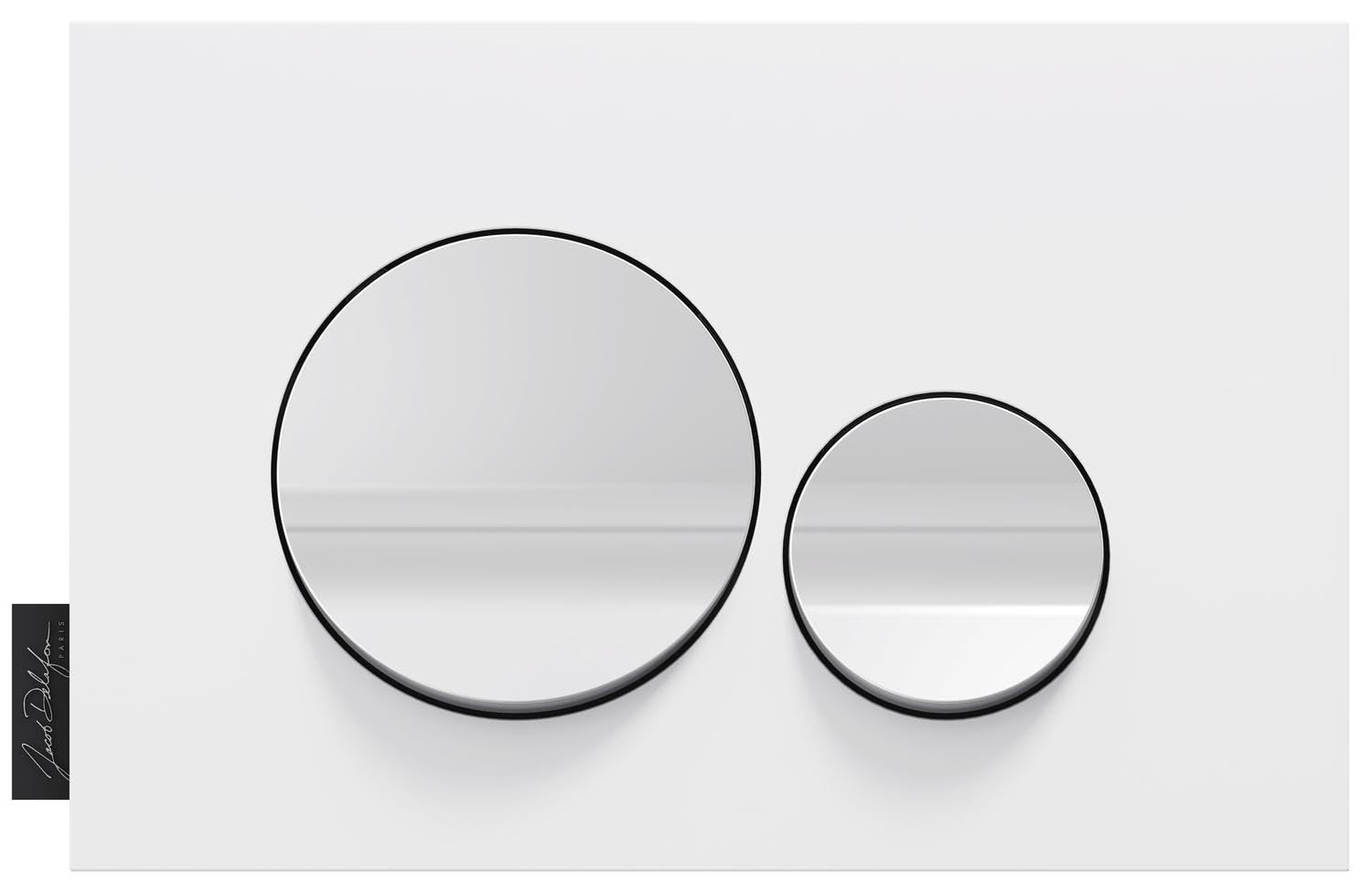 Jacob Delafon Plaque de Commande WC Blanc, Doubles Touches Rondes Blanc Mat | Compatible bâti-support Jacob Delafon. Installation ou rénovation