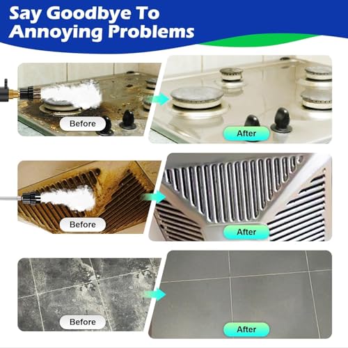 Image of Steam Cleaner,2500W High Temperature High Pressure Steam Cleaner with 3 Brush Heads, Portable Steam Cleaners with 1.5L Tank For Car Detailing Kitchen Bathroom Floors(White)