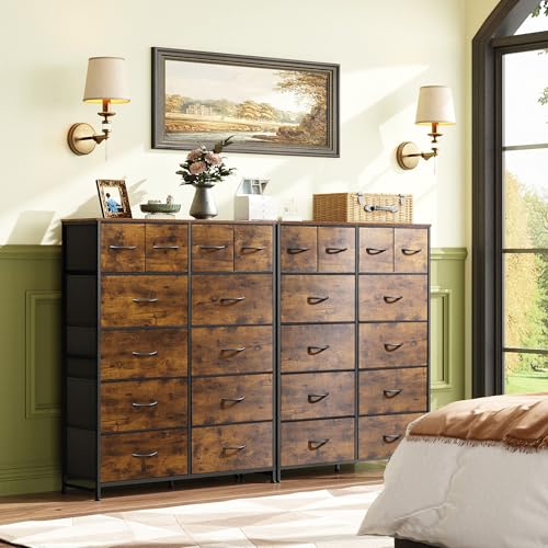 WLIVE Tall Dresser for Bedroom with 12 Drawers, Dressers & Chests of Drawers, Fabric Dressers for Closet, Storage Dresser Organizer with Steel Frame, Wood Top, Rustic Brown Wood Grain Print WLIVE Tall Dresser for Bedroom with 12 Drawers, Dressers & Chests of Drawers, Fabric Dressers for Closet, Storage Dresser Organizer with Steel Frame, Wood Top, Rustic Brown Wood Grain Print