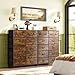 WLIVE Tall Dresser for Bedroom with 12 Drawers, Dressers & Chests of Drawers, Fabric Dressers for Closet, Storage Dresser Organizer with Steel Frame, Wood Top, Rustic Brown Wood Grain Print