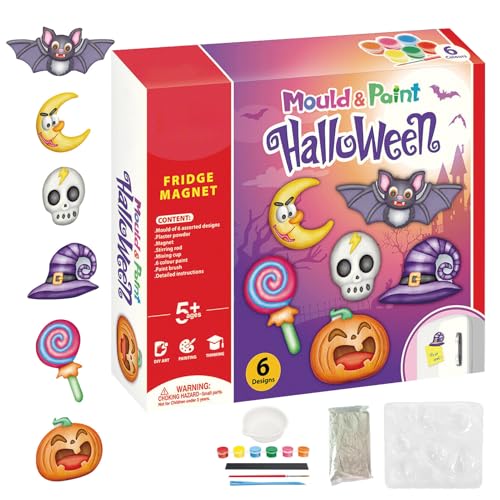Vhjlfig Figuras de yeso para pintar Halloween,Pintar Halloween Craft | Molde para murciélago | Kit de figuras para pintar para, listo para sus estatuas, manualidades con imán para