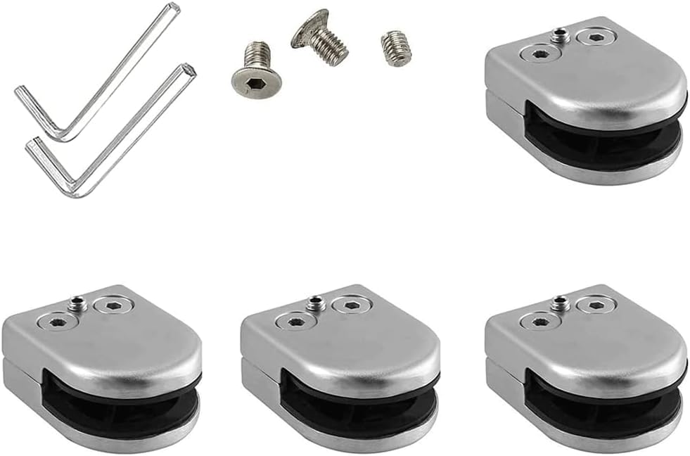 Abrazadera de piso de vidrio en acero inoxidable con espiga ajustable 2