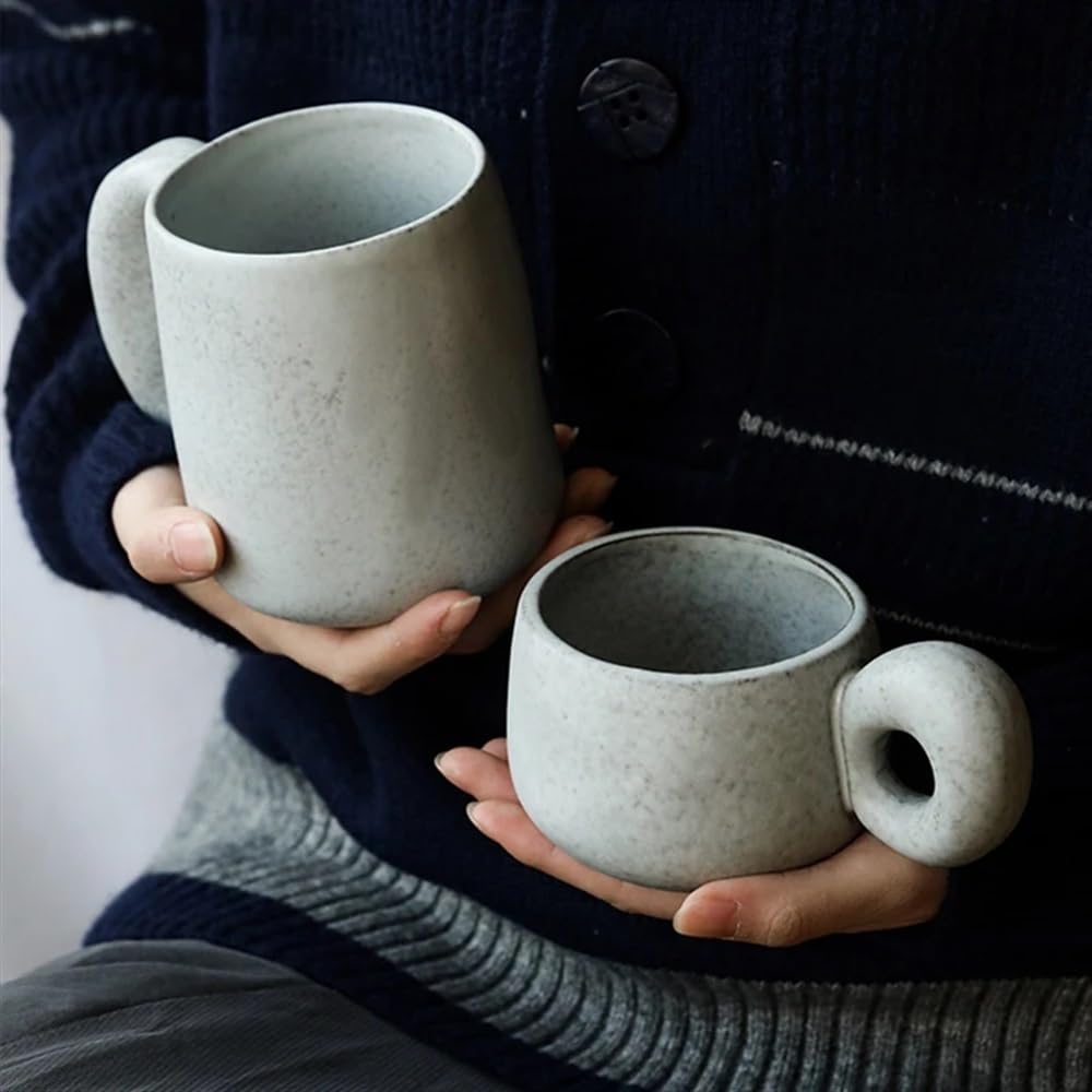 300/600 ml kamionkowy retro kubek do kawy śniadanie mleko płatki owsiane kubki biuro para kubek na wodę projekt styl kubek prezent urodzinowy (Spricot-L)