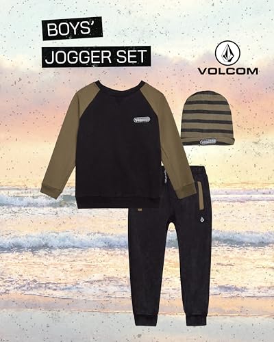 Volcom Boys Sweatsuit Set - 3 Piece French Terry Active Sweatshirt, Jogger Sweatpants and Hat - Boys Jogger Pants Set2