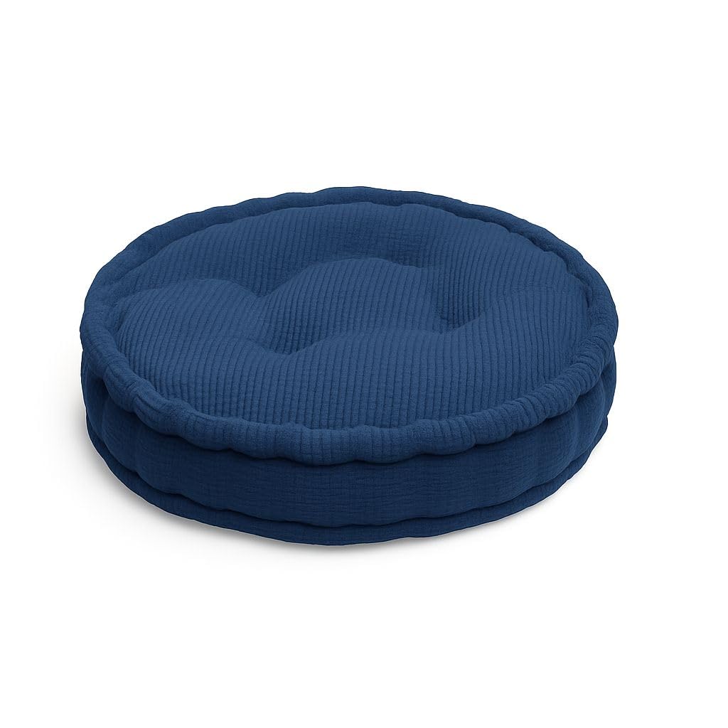 Soodie&Zuzu's Pack of 1 Booster Cushion Round Seat Pad 45x10cm, Thick 10cm Dining Chair & Armchair Cushion for Home, Office, Garden - Pain Relief Seat Pad for Elderly, Soft Polyester Cover (Navy)