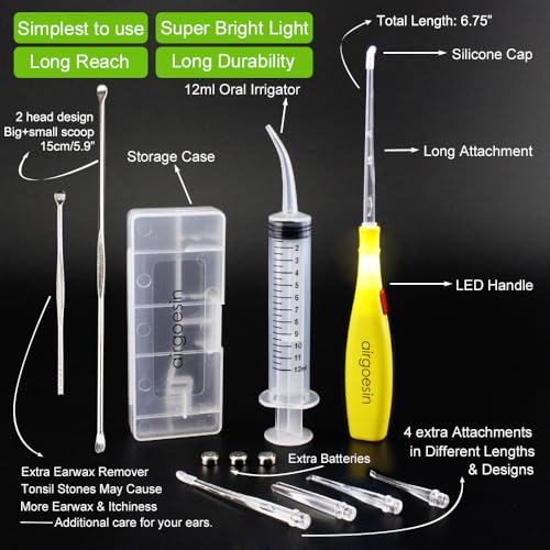 image for Airgoesin™ Upgraded Tonsil Stone Remover Tool, Yellow, 5 Tips, Tonsi