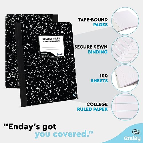Carnet de composition 100 feuilles Enday à couverture marbre résistante pour notes durables - 3
