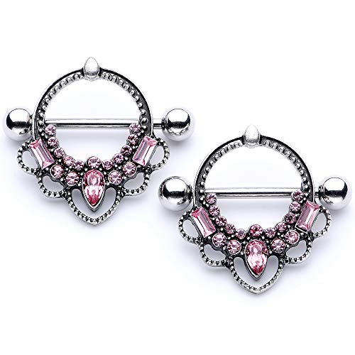 Body-Candy-2Pc-14G-Nipplerings-Piercing-Women-316L-Steel-Color-Accent-Nipple-Shield-Nipple-Ring-Set-16mm