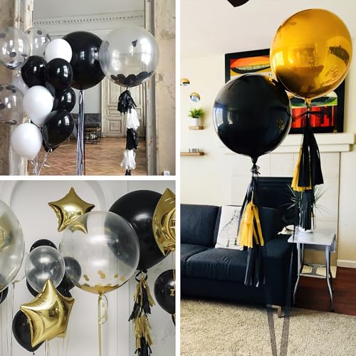 Image of PartyWoo Black Foil Balloons 20pcs Large Round Giant Jumbo 4D Balloons