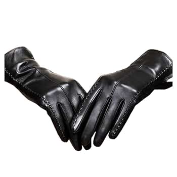 TOSWAKE WOMEN winter glove, sheepskin gloves(black) at