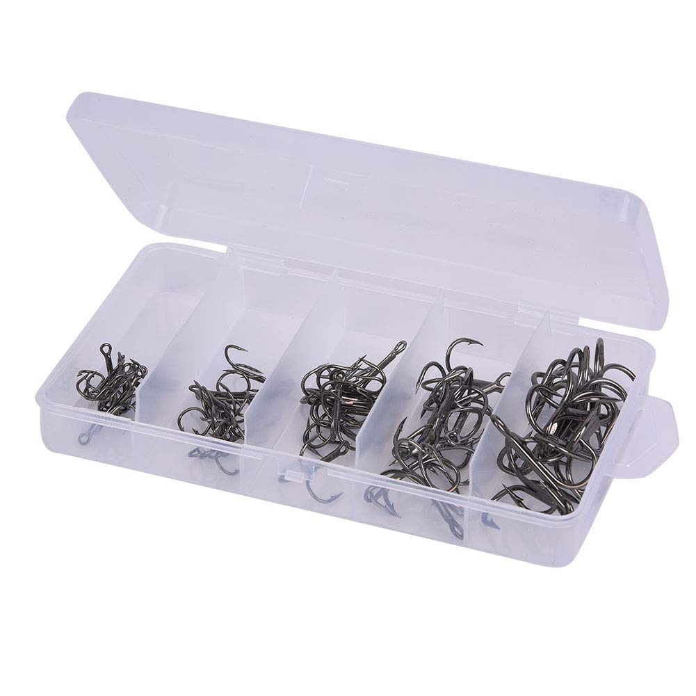 50 Ami Da Pesca Tripli Con Occhiello - Acciaio Carbonio - Per Acqua Salata E Dolce - Taglie Da 2# A 10# Con Scatola - Foto 7