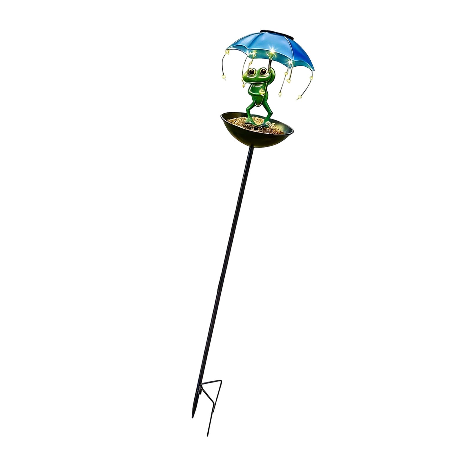 XuQiZZpp Outdoor Solars Frogs Figurine Light with Umbrellas Solars Bird Feeders Frogs Garden Hummingbirds Feeders Decorative