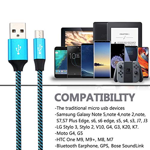 Micro USB Cable,Cell Phone Charger Android Nylon Braided Fast Charging Cord Compatible with Samsung Galaxy S6 S7 J3 J7 LG HTC Sony Motorola Kindle BlackBerry Xbox PS4 - Thumbnail 7