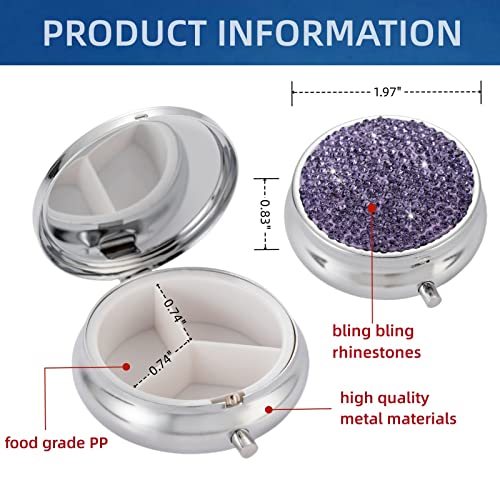 Image of Vitamin Organizer Pill Travel Case Bling Small Pill Container Pill Box Organizer Pill Pack Pouches Small Pill Holder Storage(Purple)