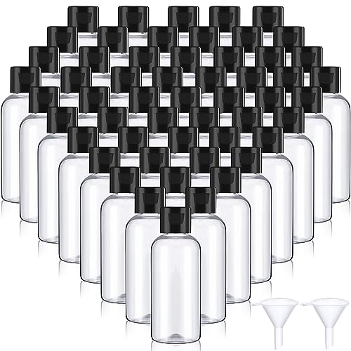 Mifoci 100 Pcs Small Plastic Bottles with Caps 2 oz Clear Empty Squeeze Bottle with Flip Cap Small Refillable Transparent Travel Dispenser Container for Shampoo Lotion Conditioner Liquid Soap