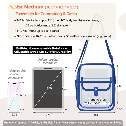 Image of SPODEARS Clear Crossbody Bag for Stadium, Concert, Festival & More - Adjustable Shoulder Strap & Bottle Holder