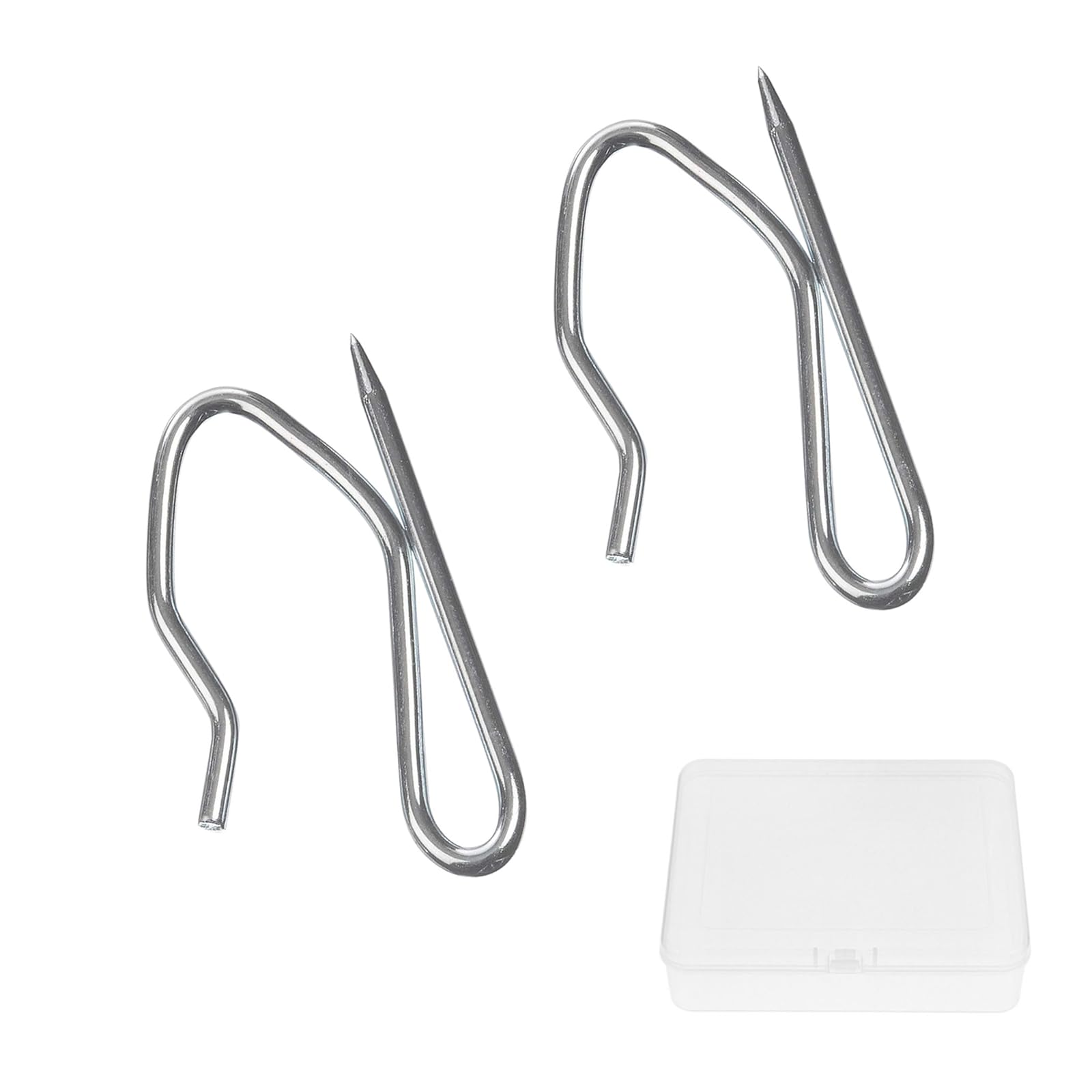 Bfqz Silver 50 Pcs Large Pointed Hooks, Heavy Duty Zinc Metal Drapery Pin Hooks, Metal Curtains Hooks, Curtain Pin Hooks,Window Hooks Metal,Pinch Pleat Curtainhooks For Window, Shower, Pencil Pleat Curtain