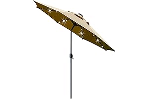 Sunnyglade 9' Upgraded Solar LED Lighted Patio Umbrella With Crank Lift System