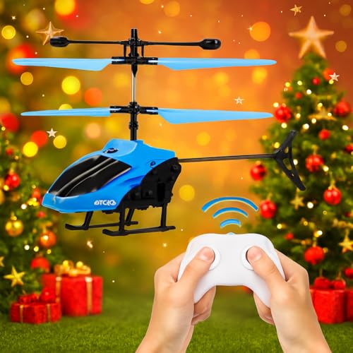 Image of Remote Control Helicopter Toy for Kids Gravity Sensing with, Rechargeable Battery, LED Lights Indoor Toy for Ages 6+ Birthday Gift Chirstmas Gift, (Pack of 1) (Blue)