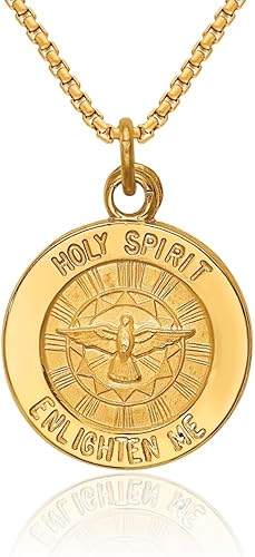 Collar con dije de medalla de oro amarillo de 14 quilates con dije de la trinidad religiosa joyería fina para mujeres regalos para ella Piedra Oro