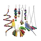 Mipcase 7stücke Haustierschaukel Tierschaukel Papageienschaukel Papageienspielzeug Vogelspielzeug Papageien Beißspielzeug Vogelartikel Klettern Spielen