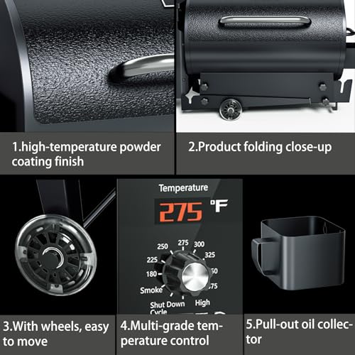 Kingchiiportableelectricwoodpelletgrillsmokerwithfoldablelegs456sqingrillcapacitywithpidtemperaturecontrol180425fforbackyardcampingbakeandroastblack  Urban Country Home Decor Kingchii portable electric wood pellet grill smoker with foldable legs 456 sqin grill capacity with pid temperature control 180 425f for backyard camping bake and roast black  urban country home decor