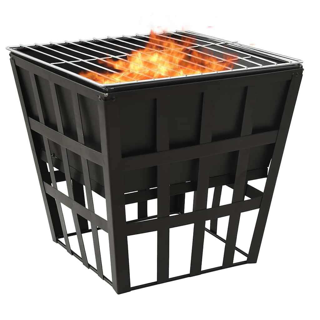 Brasero y barbacoa 2 en 1 de acero de 34 x 34 x 48 cm, independiente para terraza y exterior, con parrilla para calentar y llamar en el jardín