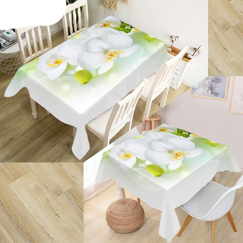 Mantel de Flores de orquídeas Naturales, Tela Oxford 3D Cuadrada/Rectangular, Cubierta de Mesa a Prueba de Polvo para Fiestas, decoración del hogar, Cubiertas de TV-7,140X200CM