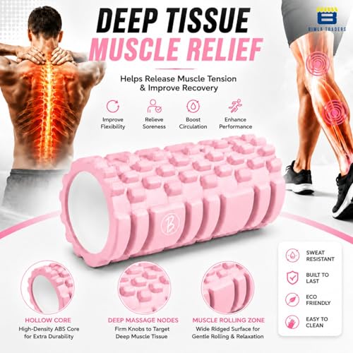 Image of Btag Foam Roller for Gym & Home Workout - Deep Tissue Muscle Massager for Back Pain, Neck & Knee Relief | Yoga, Stretching & Recovery Tool 33 cm (Pink)