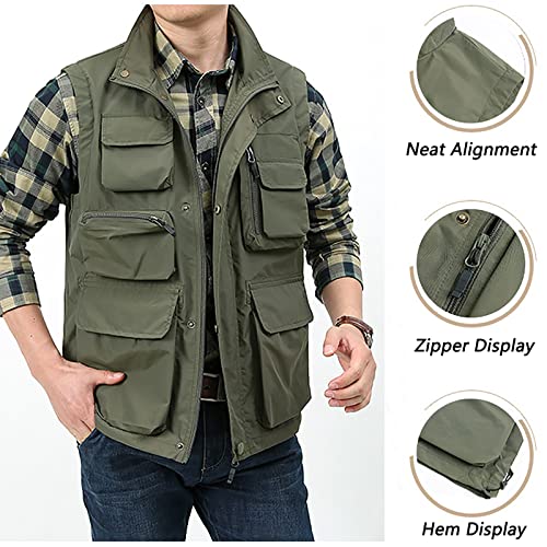 Men's Fishing Vest Casual Outdoor Multifunctional Mesh Photographer Jacket 8 Pockets Breathable Quick Dry Coat4
