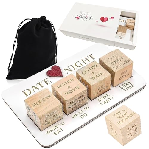 HOXSURY Date Night Dice,Fun Night Dating Decision Dice,Wooden Dating Fun dice, Love Dice, Food Decision Dice, Date Ideas,Gifts for Boyfriend-Girlfriend