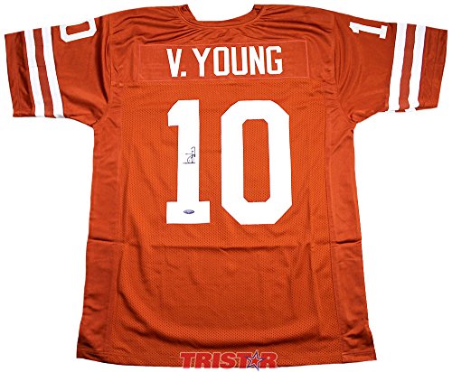 Vince Young Signed Autographed University of Texas Longhorns Custom Orange Jersey TRISTAR