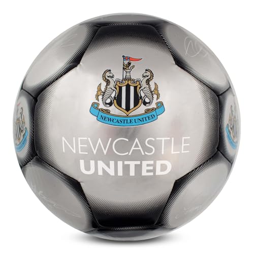 Hy-Pro Officially Licensed Newcastle United F.C. Classic Signature Football - Metallic, Size 5, NUFC, Training, Match, Merchandise, Collectible for Kids and Adults, Black