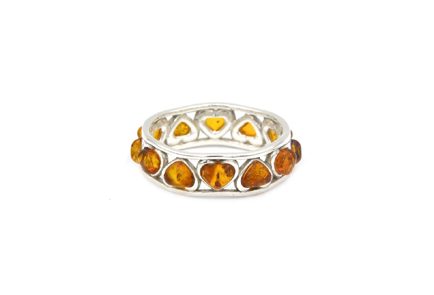 Ring Bernstein Herz honigfarben Bernsteinring Schmuck Damen silber 925 PMBER29