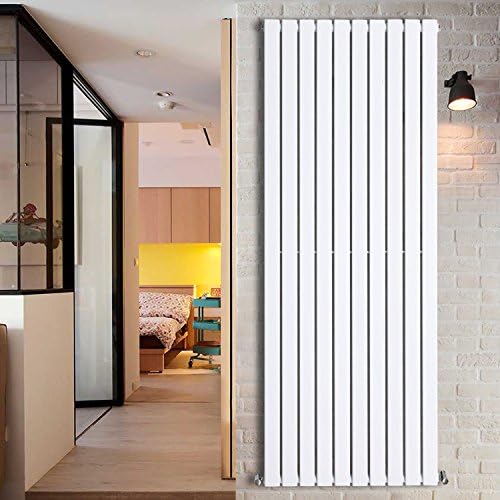 NRG 1800x408 Vertical Column Designer Radiator Gloss White Double Flat Panel