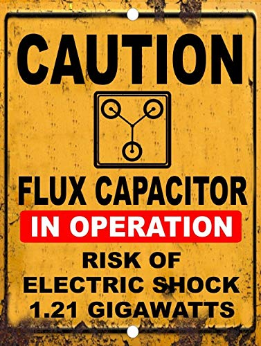 ZMKDLL Vintage Back to The Future Flux Capacitor 1.21 Gigawatt Caution Tin Metal Sign, 8X12 in