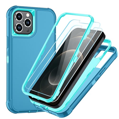 Image of SunStory Compatible with iPhone 12 Pro Max Case with HD Screen Protector, 3-Layer Heavy Duty Full-Body Cover,3 in 1 Hybrid Protective Case for iPhone 12 Pro Max 6.7 inch,LakeSkyBlue