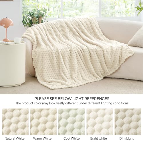 Image of BEDELITE Cream Twin Blanket for Couch, Soft Cozy Gifts for Women, 60 * 80