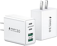 KOUEMGI 2-Pack 40W 4-Port USB C Charger Block: Dual PD+QC Fast Charging for iPhone 16/15/14, Samsung Galaxy, Tablets & More