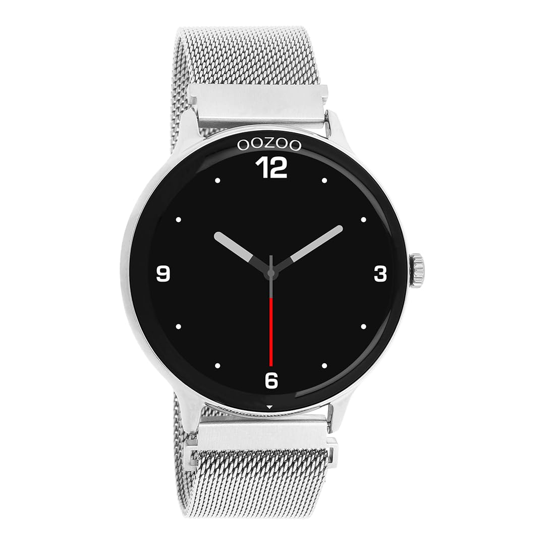 Oozoo - Versátil reloj inteligente para hombre con pulsera de malla de 20 mm | Rastreador de fitness con pulsómetro, podómetro y monitor del sueño | Smartwatch redondo compatible con iOS y Android |