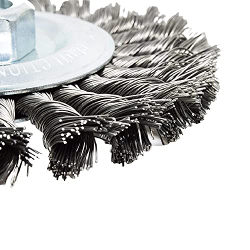 Image of Benchmark Abrasives 6 inch Standard Twist Knot Abrasive Wire Wheel for Angle Grinder with 5 /8 inch-11 Thread, Cleaning Narrow Holes, Drill, Deburring Grinding Wheels - Wire Wheel Attachment - Carbon Steel