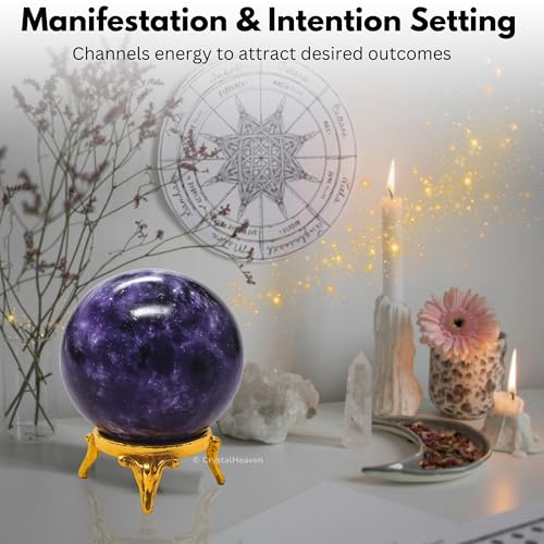 Image of Certified Lepidolite Crystal Ball for Meditation - Premium Crystal Vastu Items for Home and Feng Shui Items for Good Luck - Ideal for Pooja Supplies and Spiritual Practices (2 inch Inch)