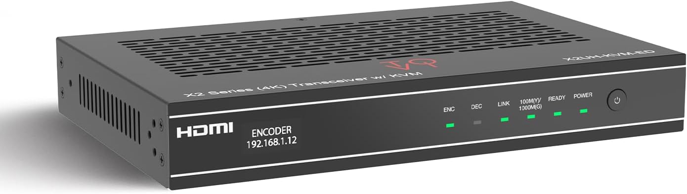 ToVi X2 Series 4K AV-Over-IP Encoder & Decoder with KVM, HDMI 2.0b, HDCP 2.2, PoE, Audio Routing, Fiber & RJ45 Transmission, Multi-Window & Video Wall Support (X2UH-KVM-ED)