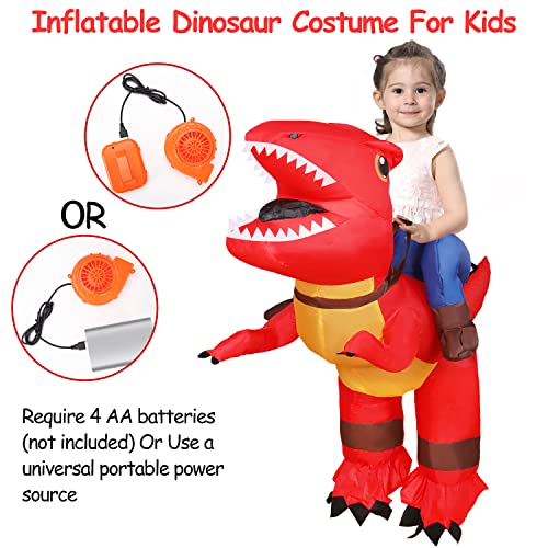 Halloween Inflatable Dinosaur Costumes Blow Up Riding A T-Rex Dino Costume Suits For Kids Funny Halloween Dress-Up Halloween Party Favors Supplies Treats Dinosaur Birthday Party Gift For Boys Girls #TOP2