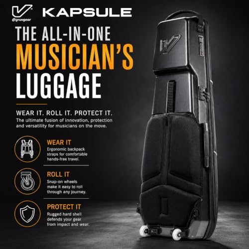Image of Gruv Gear Acoustic Guitar Case Hard, Patented Acoustic Guitar Gig Bag with Adjustable Backpack Straps, Easy Rolling Wheels, Travel Approved, Multiple Pockets for Guitar Accessories, Holds 1 Instrument
