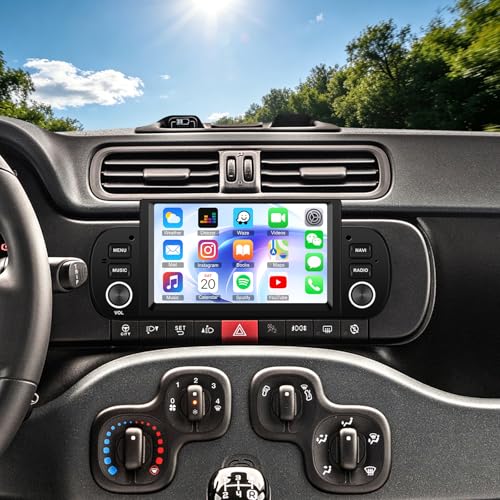 Radio coche Android 15 Fiat Panda con pantalla táctil de 6.2 pulgadas, navegador GPS y FM