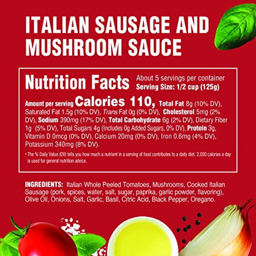 Image of Rao's Homemade Sausage & Mushroom Sauce Made with Italian Tomatoes, 24 oz (Pack of 2)